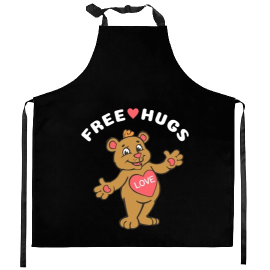 Free Hugs Teddy Bear Kitchen Aprons