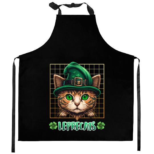 St. Patrick's Day cats leprecats kittens Kitchen Aprons
