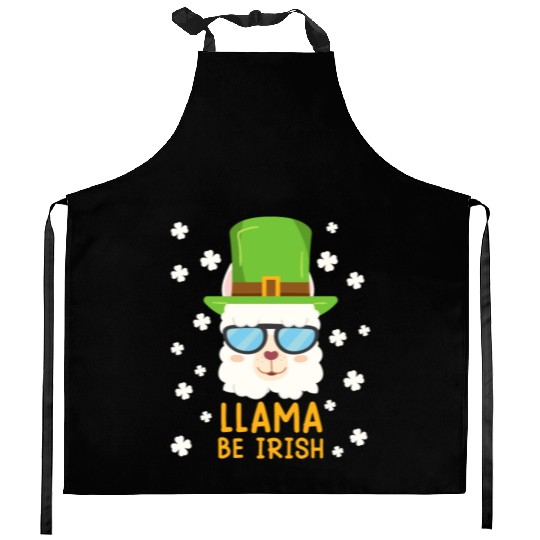 LLama be Irish Lama Alpaca St. Patrick's Day Kitchen Aprons