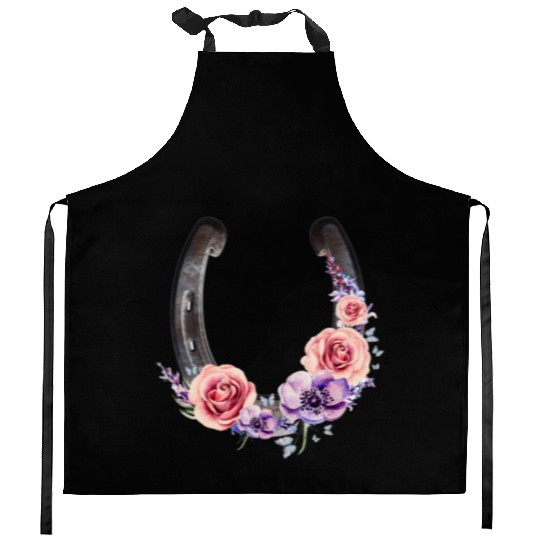 Lucky Floral Horseshoe Kitchen Aprons