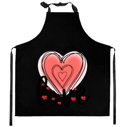 Love Hearts Valentine's Day Kitchen Aprons