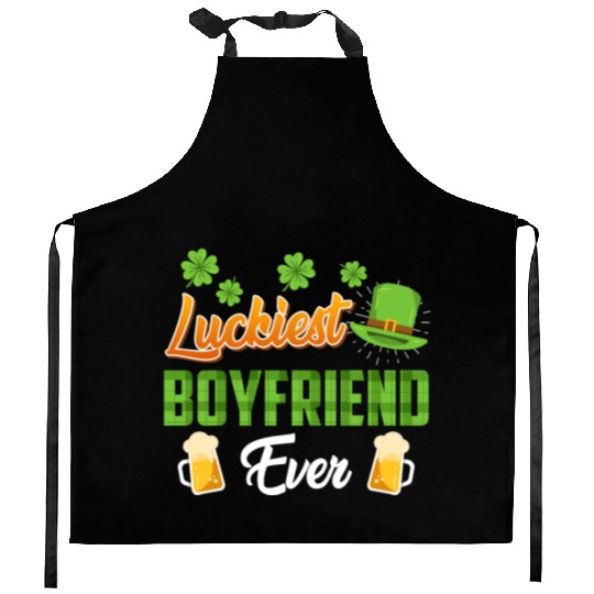 Luckiest Boyfriend Ever St. Patrick's Day Kitchen Aprons