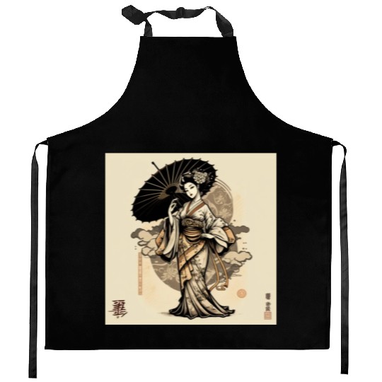 Japanese Kimono girl Kitchen Aprons