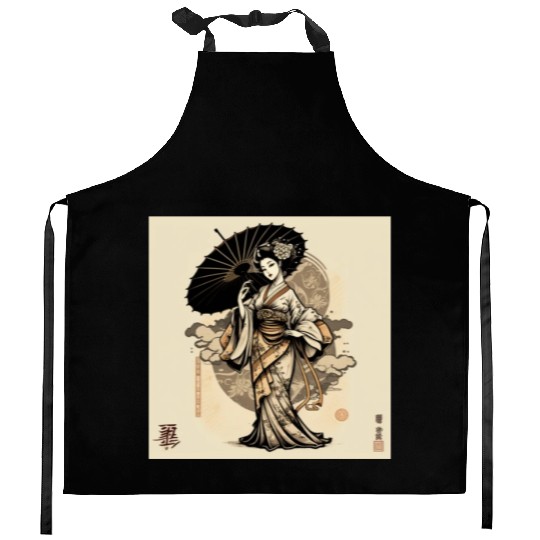Japanese Kimono girl Kitchen Aprons