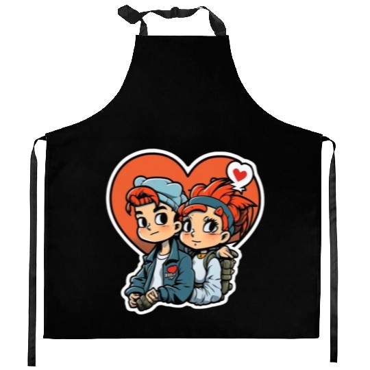 young couple Kitchen Aprons