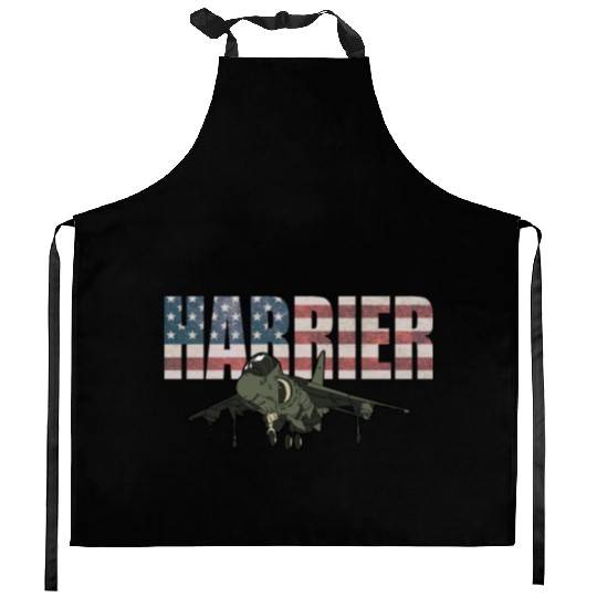 AV-8B Harrier Military Airplane American Flag Kitchen Aprons