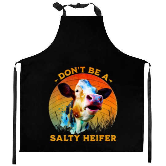 Don't Be A Salty Heifer Cute Cow Kitchen Aprons
