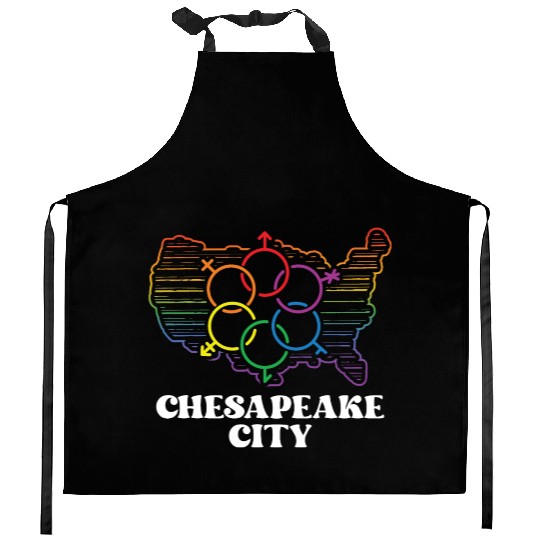Chesapeake City Pride Flag Pride Month LGBTQ Flag Kitchen Aprons