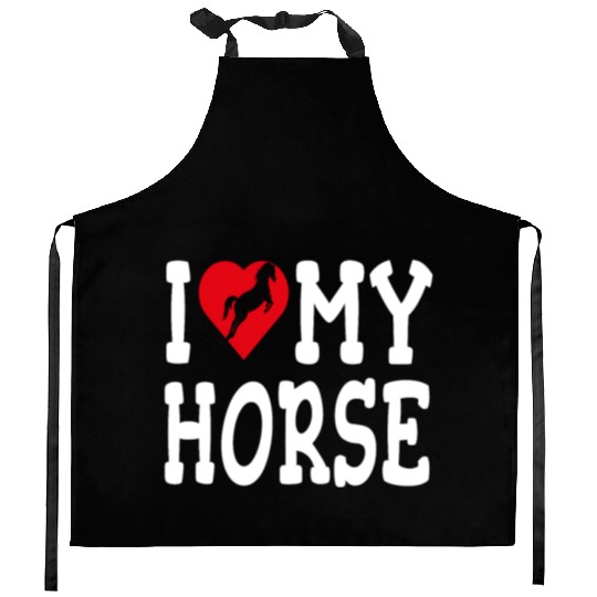 i love my horse funny valentine's day Kitchen Aprons