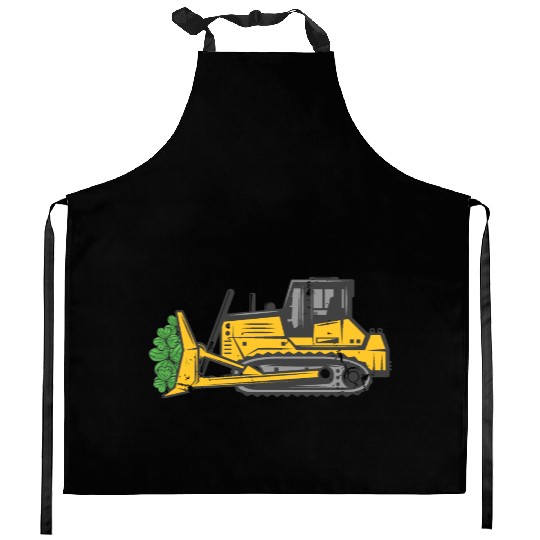 St. Patrick's Day Irish Boys Shamrock Excavator Kitchen Aprons