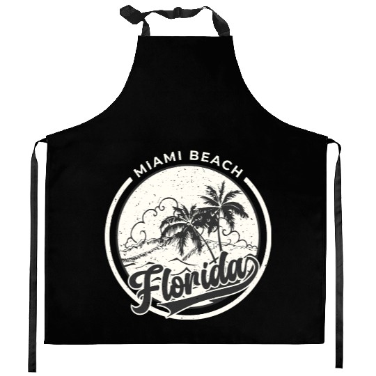 vintage Miami beach, Summer beach Kitchen Aprons