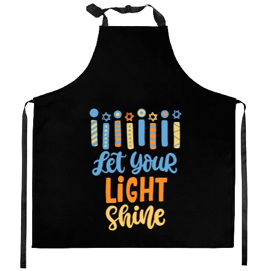 Funny Hanukkah Let Your Light Shine Menorah Adults Kitchen Aprons