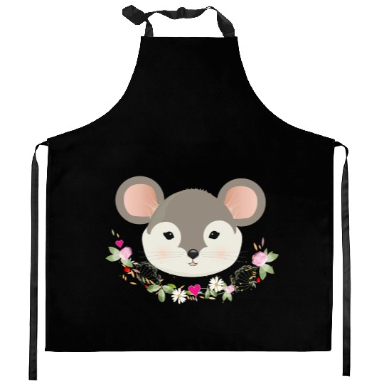 Magical sweet mouse with delicate green in spring Kitchen Aprons