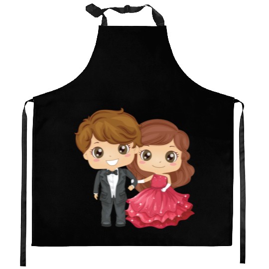 The groom and the bride Kitchen Aprons