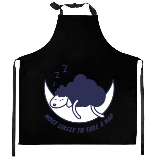 Most likely to take a nap, sleeping sheep Kitchen Aprons