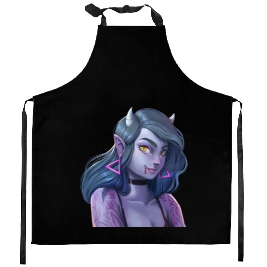 Girl Vampire Illustration with strong attitude Kitchen Aprons