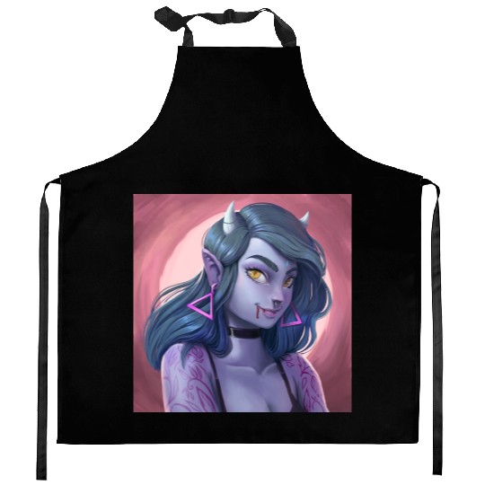 Alpha Female illustration as vampire Kitchen Aprons