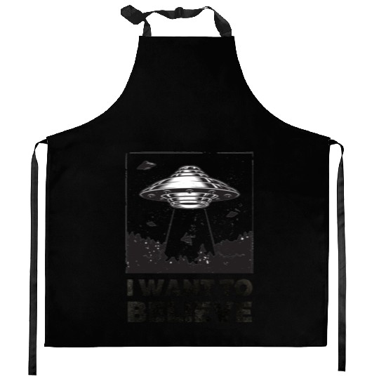 I Want To Believe Aliens UFO Area 51 Roswell Kitchen Aprons