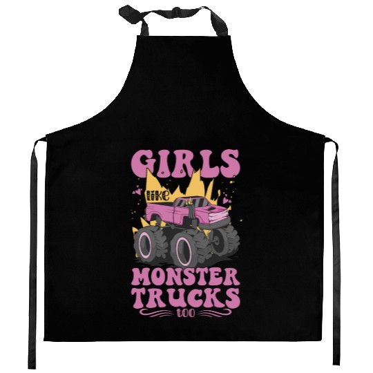Girls Like Monster Trucks Too Girls Monster Truck Kitchen Aprons