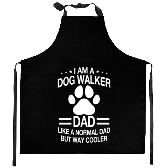 Funny Dog Walker Dad For Men Kitchen Aprons