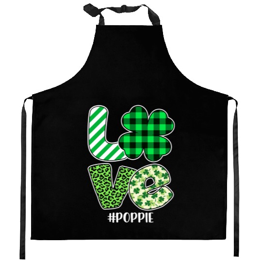 Love Poppie Green Plaid Leopard Shamrock Kitchen Aprons