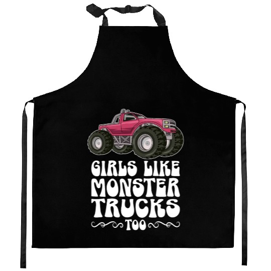 Girls Like Monster Trucks Too Girls Monster Truck Kitchen Aprons