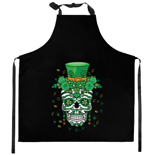 Dia De Los Muertos St Patty's Day Irish Flower Kitchen Aprons