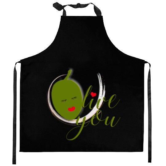 Olive you - I Love You Kitchen Aprons