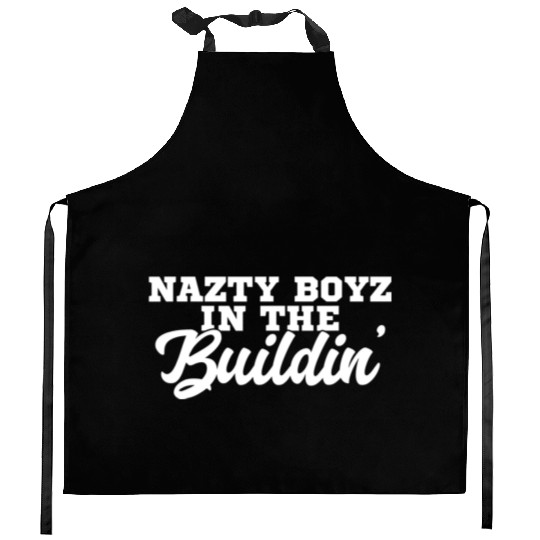 Nazty Boyz in the Buildin Coach Gang Wear Black Kitchen Aprons