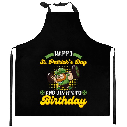 Birthday on St. Patrick's Day Kitchen Aprons