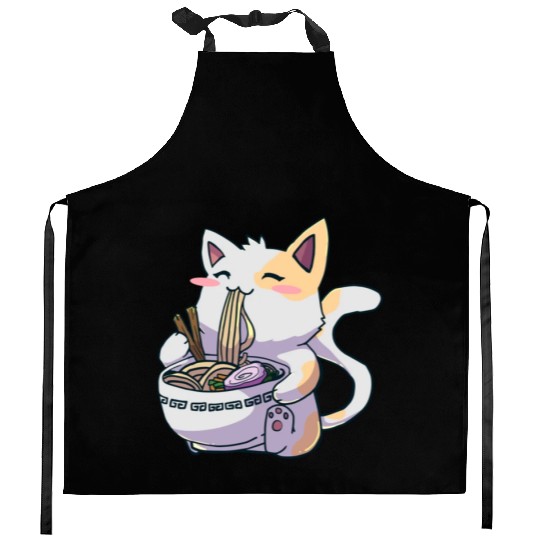 Ramen Cat Kawaii Anime Japanese Kawaii Neko Kitchen Aprons