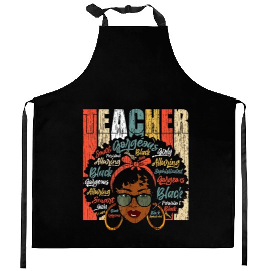 Black Smart Teacher Afro Love Melanin African Amer Kitchen Aprons