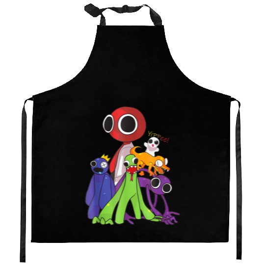 Rainbow Friends blue red orange green Kitchen Aprons