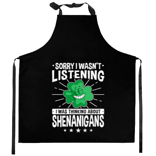 Funny Shenanigans Shamrock St Patrick's Day Kitchen Aprons