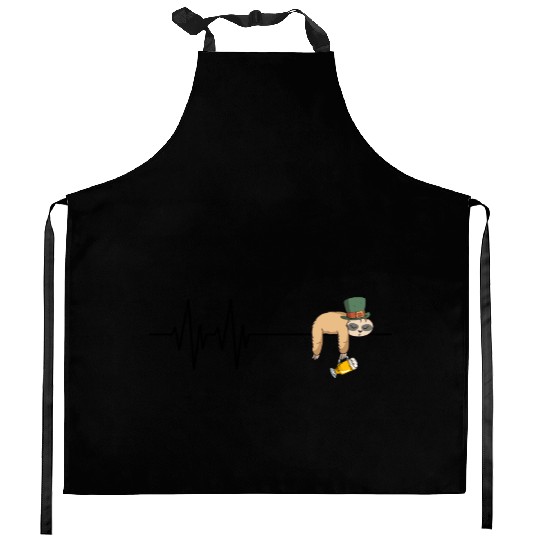 Happy St Patrick's Day Beer Drinking Sloth Gift Kitchen Aprons