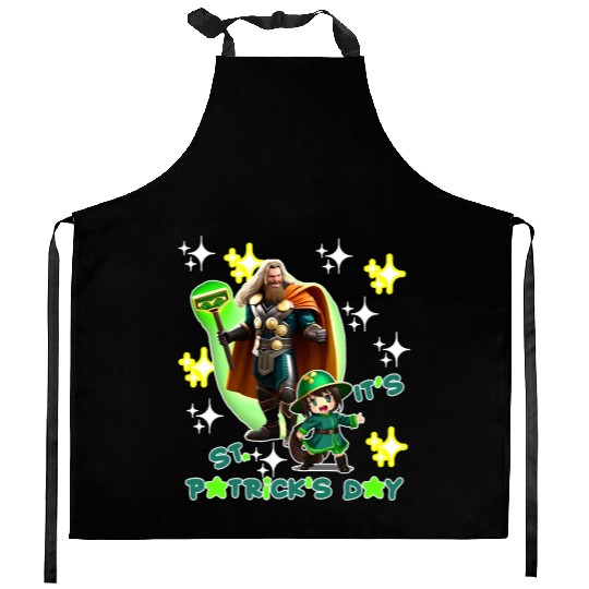 Kids St. Patrick's Day Shamrock "Thor, anime" Kitchen Aprons