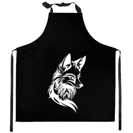 Elegant Fox Portrait In T Tattoo Ink Kitchen Aprons