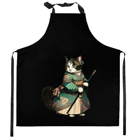 Cat Dressed as Mulan Kitchen Aprons
