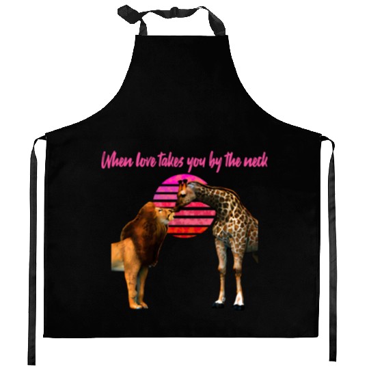 Safari Love lion and giraffe Kitchen Aprons