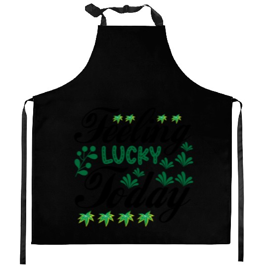 feeling lucky today Kitchen Aprons