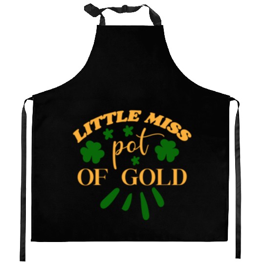 Little miss pot of gold Kitchen Aprons