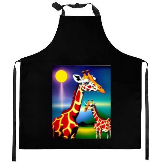 Giraffe in the spectrum of light Kitchen Aprons