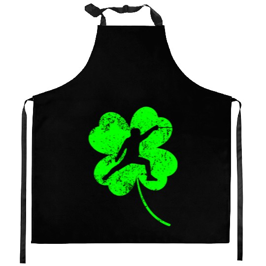 Fencing St. Patrick's day shamrock Kitchen Aprons
