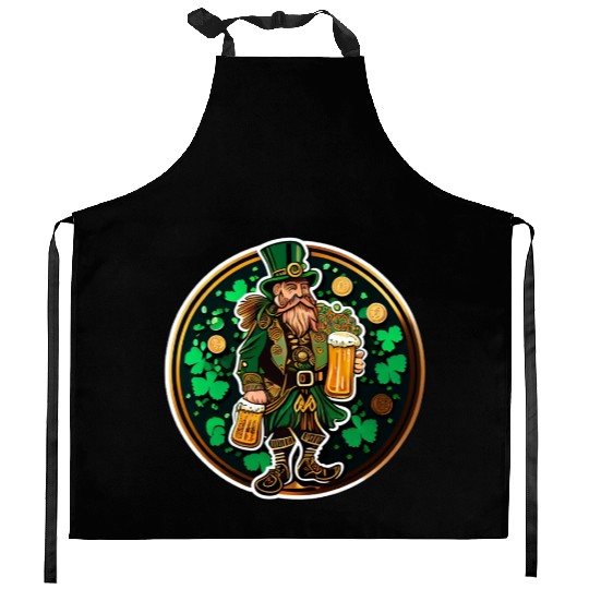 Happy St Patricks Day Kitchen Aprons,Lucky Kitchen Aprons