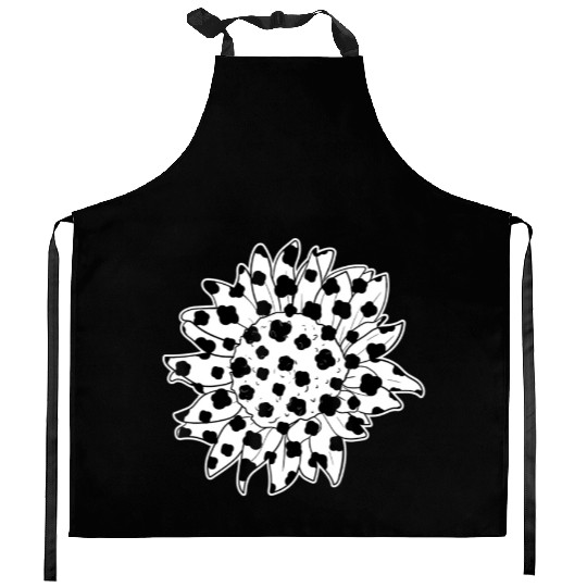 Sunflower Cow Print for Women Men Cow Lover Kitchen Aprons