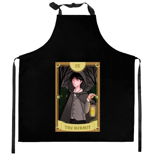 Anime Tarot Card The Hermit Occult Gothic Witch Kitchen Aprons