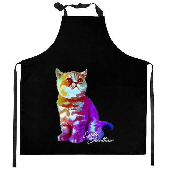 Colorful Exotic Shorthair Cat Funny Kitties Lover Kitchen Aprons