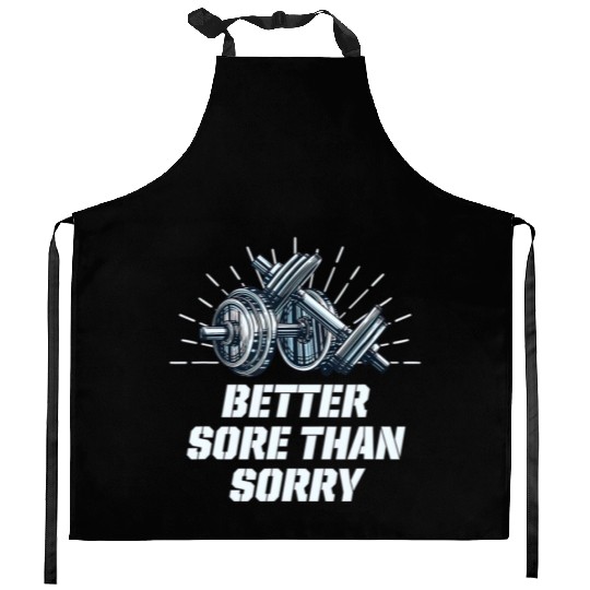 Better Sore Than Sorry Funny Workout Humor Gym Say Kitchen Aprons