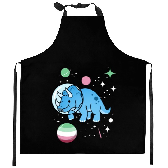 Abrosexual Pride Triceratops Astronaut Kitchen Aprons