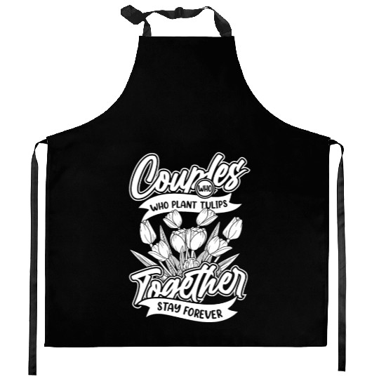 Tulip Gardening Couple Kitchen Aprons